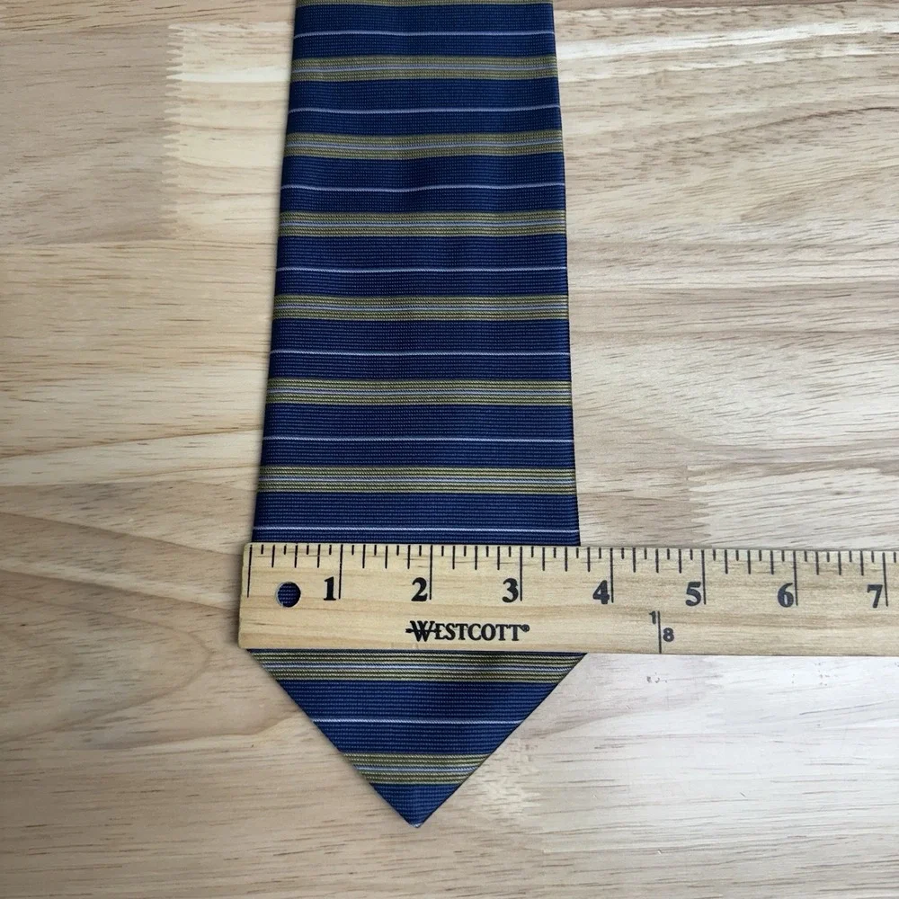 Vintage Brooks Brothers Makers Mens Neck‎ Tie Silk Blue Gold Striped Casual Prep
